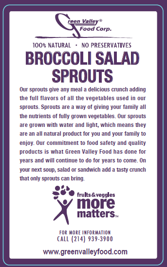 Green Valley Food Corp. BROCCOLI SALAD SPROUTS
